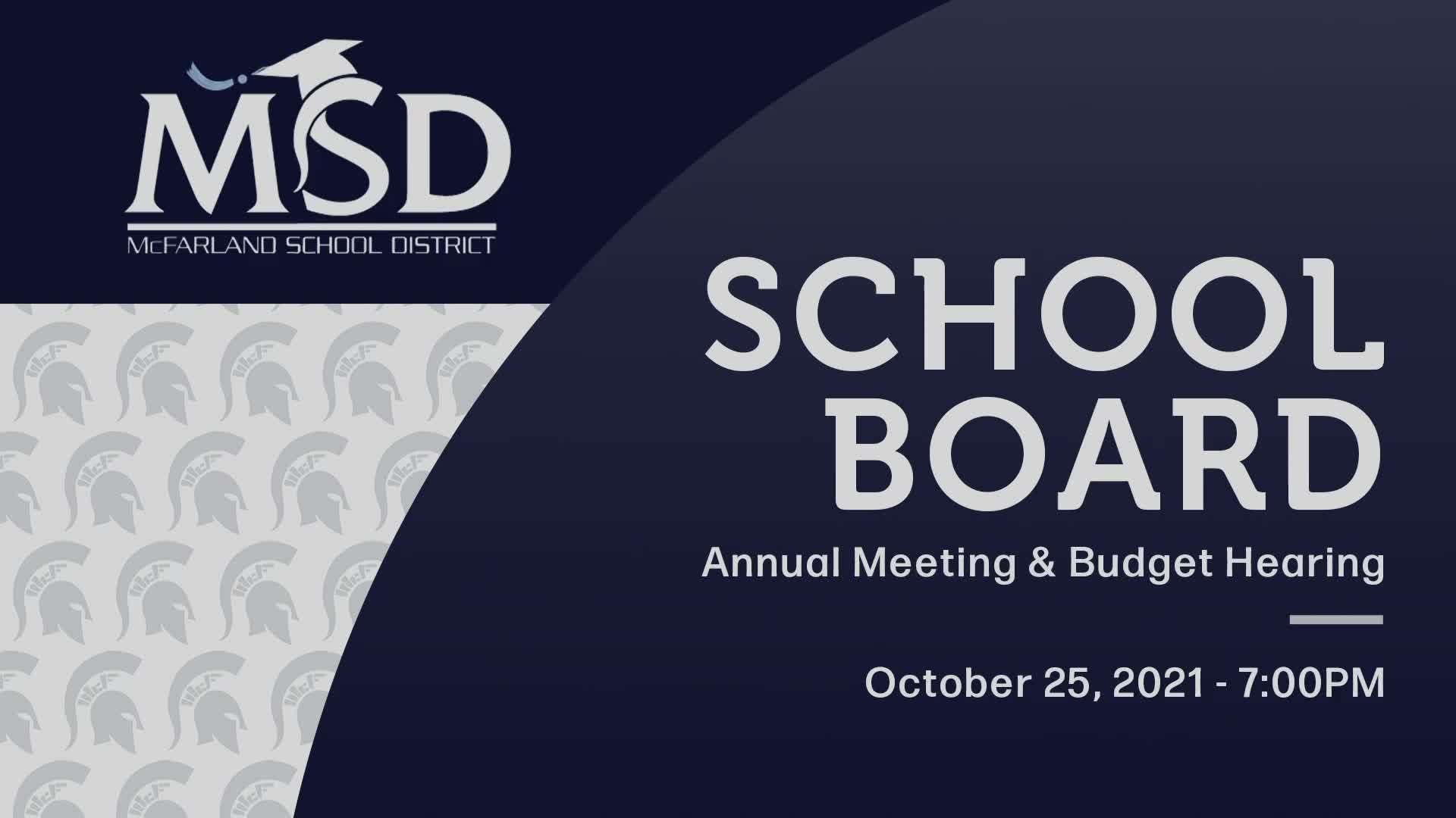 Thumbnail image for Annual School Board Meeting 10/25/21