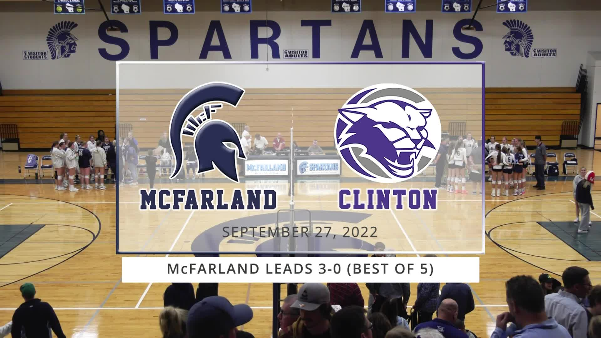 Thumbnail image for Spartan Girls Volleyball vs Clinton Cougars | September 27, 2022